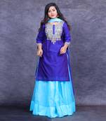 Blue embroidered chanderi kurta set