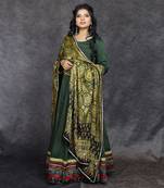 Green modal satin embroidered anarkali