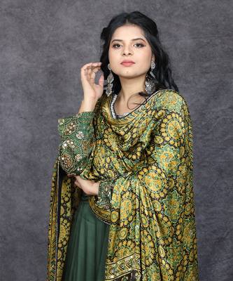 Green modal satin embroidered anarkali 3