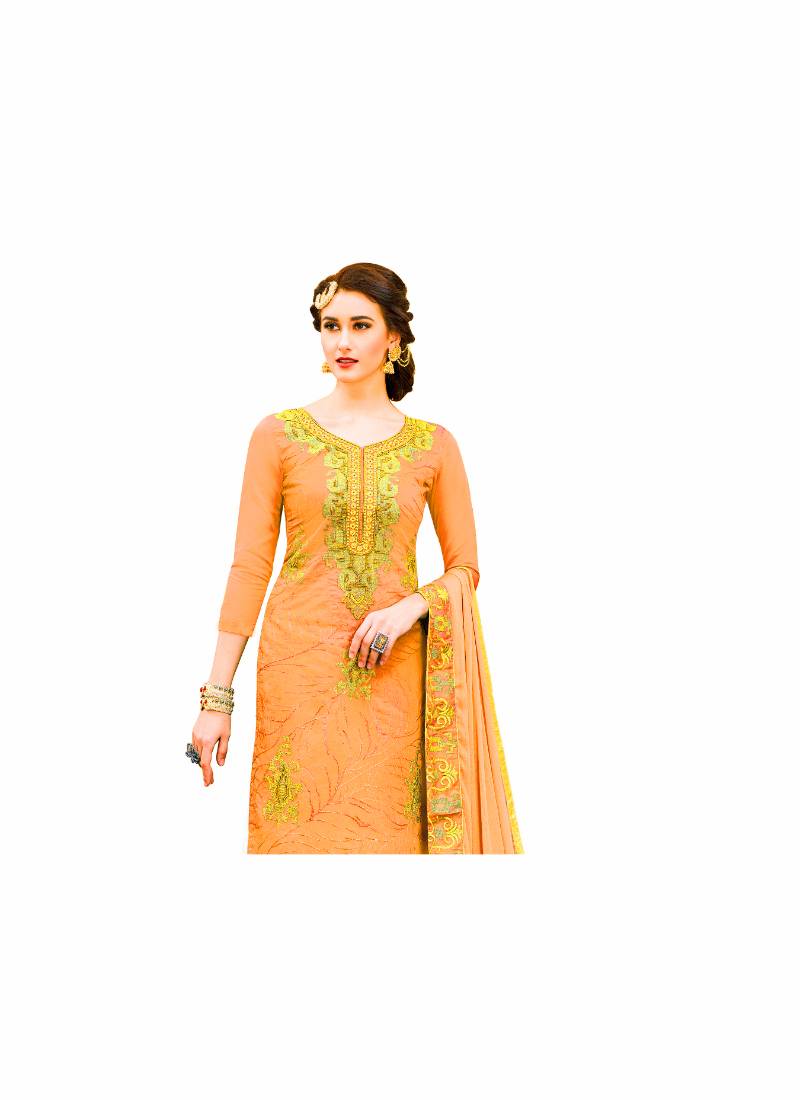 Orange embroidered chanderi salwar