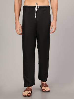 Black slub cotton polyester plain kurta with pajama 5