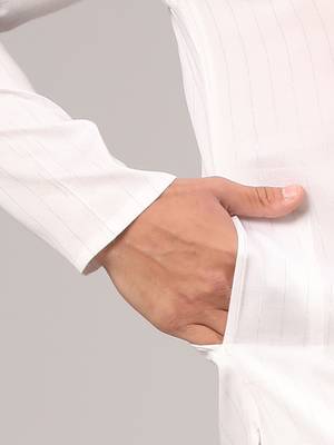 White slub cotton polyester zari lining kurta with pajama 4