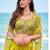 Lemon green indowestern crop top, dhoti & shrug stitched silk blend suit