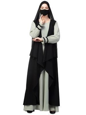 Three Pieces Set- Abaya With Shrug & Hijab 1