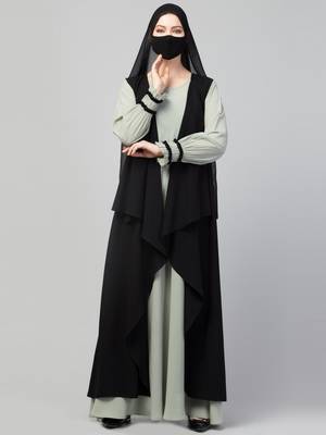 Three Pieces Set- Abaya With Shrug & Hijab 2