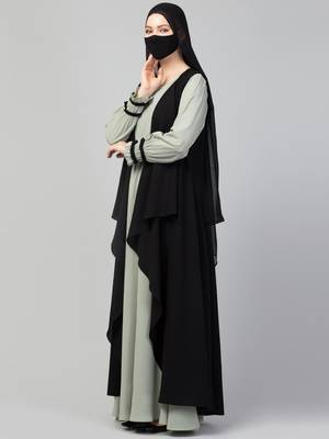 Three Pieces Set- Abaya With Shrug & Hijab 3