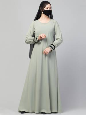 Two Pieces Set- Umbrella Flare Abaya With Hijab 4