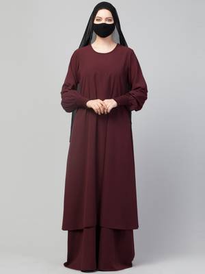 Four Pieces Set- Dual Layer Abaya With Khimar, Stole & Mouth Piece. 2