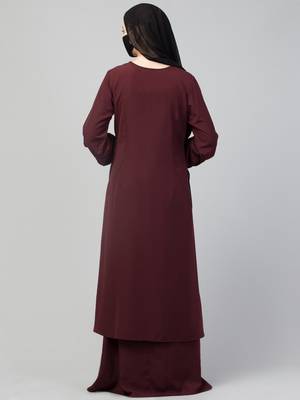 Four Pieces Set- Dual Layer Abaya With Khimar, Stole & Mouth Piece. 4