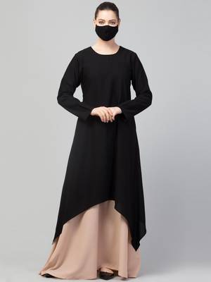 Three Piece Set- Dual Layered Designer Abaya With Hijab & Mouth Piece. 2