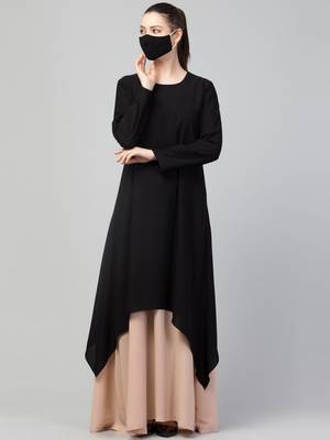 Three Piece Set- Dual Layered Designer Abaya With Hijab & Mouth Piece. 3