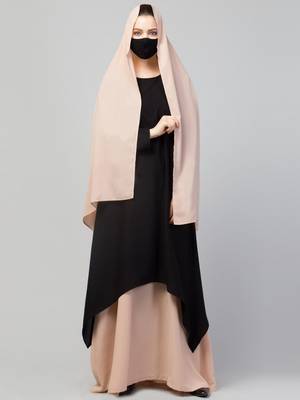 Three Piece Set- Dual Layered Designer Abaya With Hijab & Mouth Piece. 4