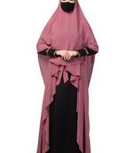 Four Pieces Set- Dual Layer Abaya With Khimar, Shrug & Stole Hijab.