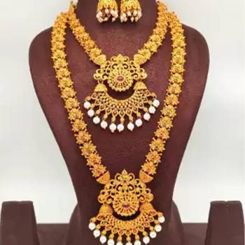 ALYESHA JEWELLERY SET FOR WOMEN GOLD PLATED TRADITIONAL JEWELRY SET ANTIQUE NECKLACE SET WITH EARRINGS FOR WOMEN 2
