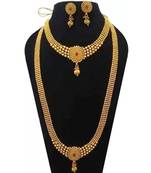 ALYESHA JEWELLERY SET FOR WOMEN GOLD PLATED TRADITIONAL JEWELRY SET ANTIQUE NECKLACE SET WITH EARRINGS FOR WOMEN