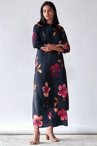 Black bemberg silk co-ord set