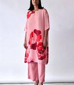 Peach bemberg crepe silk co-ord set