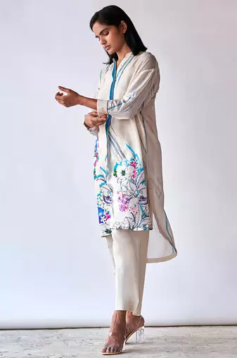 Tofu Cream Bemberg Silk Co-ord Set