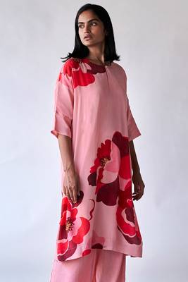 Peach bemberg crepe silk co-ord set 3