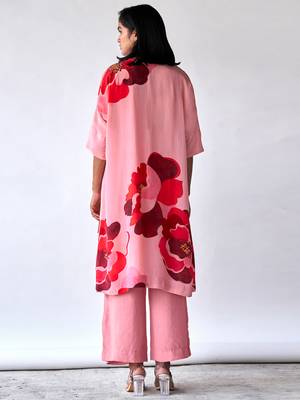 Peach bemberg crepe silk co-ord set 4