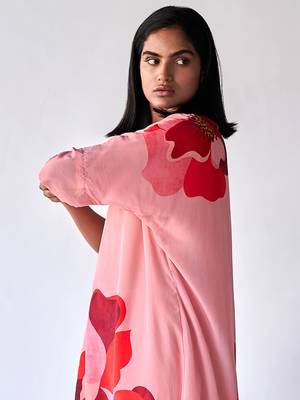 Peach bemberg crepe silk co-ord set 5