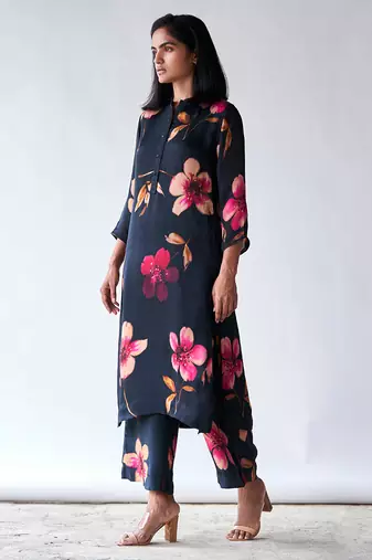 Black bemberg silk co-ord set