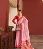 Elora handloom slub embroidered designer saree for women (baby pink)