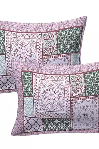 Premium 100% cotton king size pink flower printed double bedsheets with 2 pillow covers (90x108 inch)
