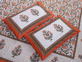 Premium 100% cotton orange white color printed double bedsheet(90x100 inch) 3