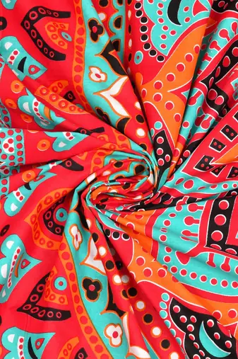 Premium 100% cotton king size red color mandala printed double bedsheet (90x108 inch)