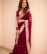 WINE SOFT LICHI SILK SAREE