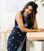 BLUE SOFT LICHI SILK SAREE