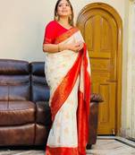 OFF WHITE SOFT LICHI SILK SAREE