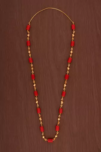  coral necklace one gram gold 30" LONG