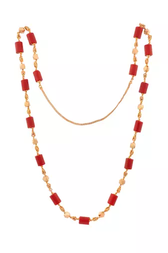  coral necklace one gram gold 30" LONG