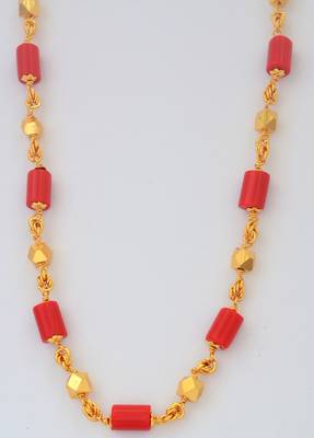  coral necklace one gram gold 30" LONG 5