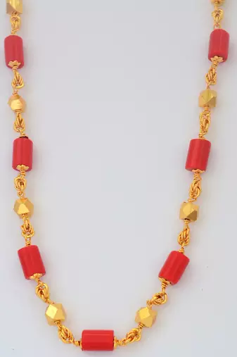  coral necklace one gram gold 30" LONG