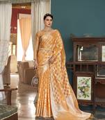 Elora linen silk jacquard designer saree for women (orange)