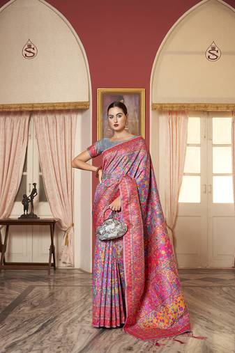 Elora linen embroidered designer saree for women (multicolor)