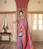 Elora linen embroidered designer saree for women (multicolor)