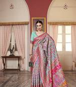 Elora linen embroidered designer saree for women (multicolor)