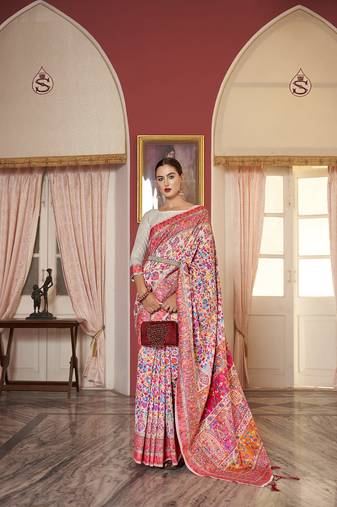 Elora linen embroidered designer saree for women (multicolor)