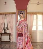 Elora linen embroidered designer saree for women (multicolor)