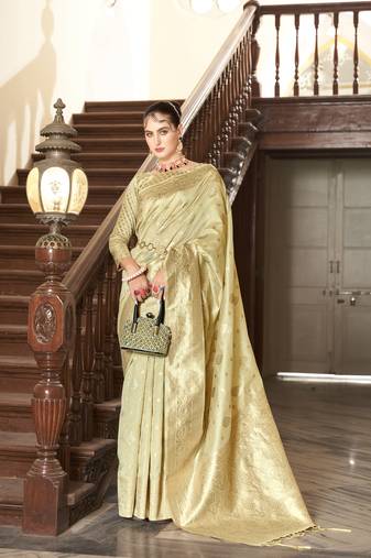 Elora tissue silk jacquard designer saree for women (beige)