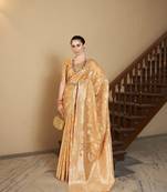 Elora tissue silk jacquard designer saree for women (orange)