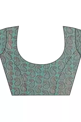 Elora linen copper zari butta designer saree for women (bottle green)