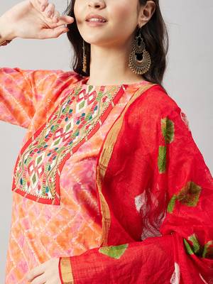 Winered woman orange embroidered sharara set 5