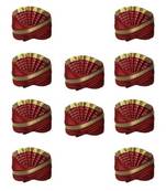 Zaridhar || Regular Pagdi/ Turban Wedding/function for Men & Women (Free Size) II Pack of 10  || Red
