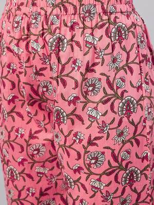 Winered woman pink floral flared kurta dupatta set 5