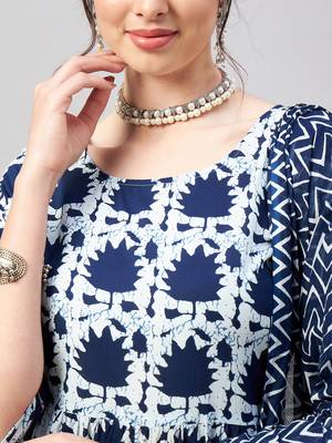 Winered women blue flared kurta dupatta set 4